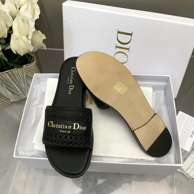 Dior Women Black Calfskin with Openwork Microcannage Motif