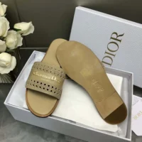 Dior Women D-Lane Slide Beige Calfskin with Openwork Microcannage Motif (1)