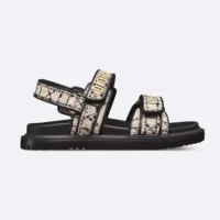 Dior Women Dioract Sandal Beige and Black Cannage Tweed (1)