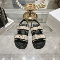 Dior Women Dioract Sandal Beige and Black Cannage Tweed (1)