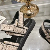 Dior Women Dioract Sandal Beige and Black Cannage Tweed (1)