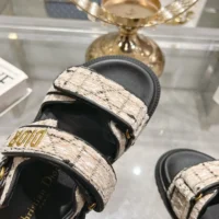 Dior Women Dioract Sandal Beige and Black Cannage Tweed (1)