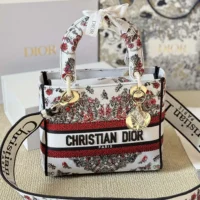 Dior Women Dioramour Medium Lady D-Lite Bag White Embroidery M0565OEEI (1)