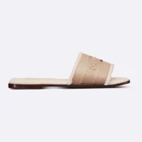 Dior Women Dway Slide Beige Calfskin and Embroidered Cotton (1)