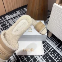 Dior Women Dway Slide Beige Calfskin and Embroidered Cotton (1)