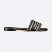 Dior Women Dway Slide Cotton Embroidered with Metallic Thread and Black (1)