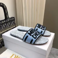 Dior Women Dway Slide Embroidered Cotton and Pale Blue Miss Dior Allover Motif (1)