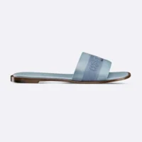 Dior Women Dway Slide Pastel Blue Calfskin and Embroidered Cotton (1)