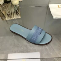 Dior Women Dway Slide Pastel Blue Calfskin and Embroidered Cotton (1)