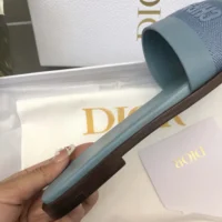 Dior Women Dway Slide Pastel Blue Calfskin and Embroidered Cotton (1)