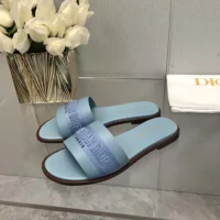 Dior Women Dway Slide Pastel Blue Calfskin and Embroidered Cotton (1)