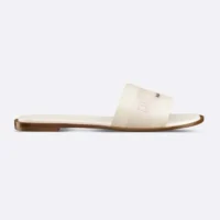 Dior Women Dway Slide White Calfskin and Embroidered Cotton (1)