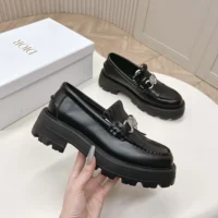 Dior Women Emblem Loafer Black Brushed Calfskin KDB962MAC (1)