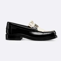 Dior Women Emblem Loafer Black and White Brushed Calfskin KDB962MAC (1)