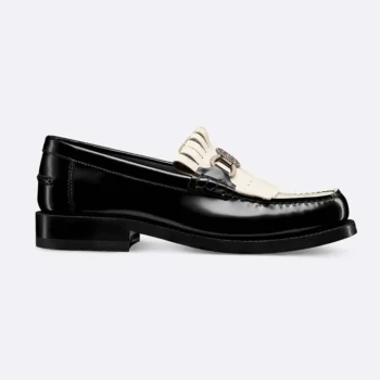 Dior Women Emblem Loafer Black and White Brushed Calfskin KDB962MAC