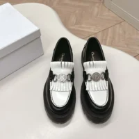 Dior Women Emblem Loafer Black and White Brushed Calfskin KDB962MAC (1)