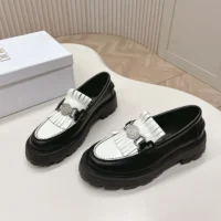 Dior Women Emblem Loafer Black and White Brushed Calfskin KDB962MAC (1)