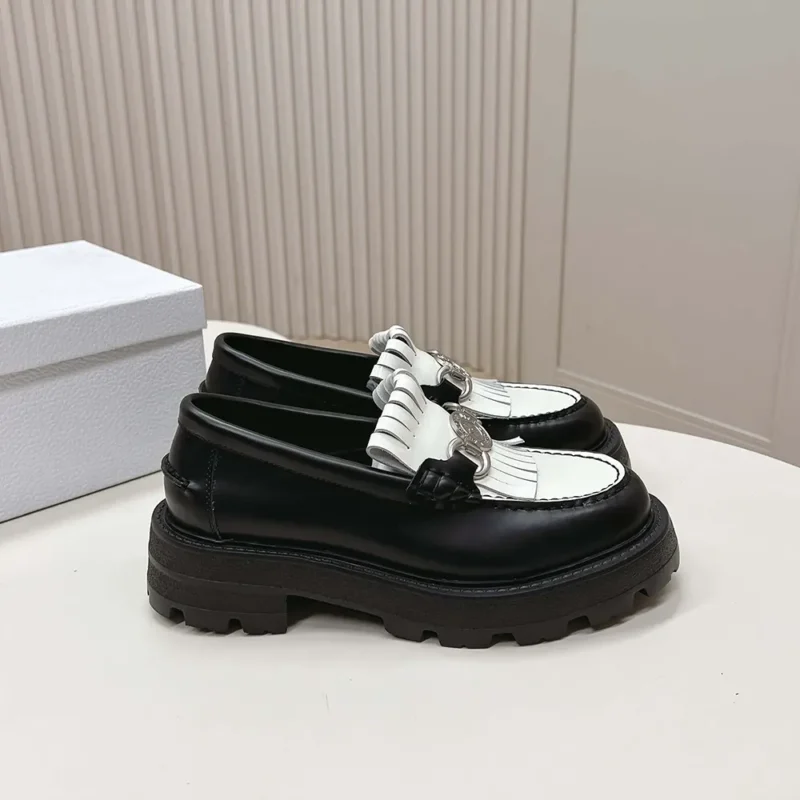 Dior Women Emblem Loafer Black and White Brushed Calfskin KDB962MAC