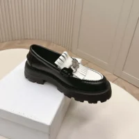 Dior Women Emblem Loafer Black and White Brushed Calfskin KDB962MAC (1)