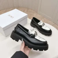 Dior Women Emblem Loafer Black and White Brushed Calfskin KDB962MAC (1)