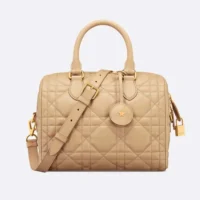 Dior Women Groove 25 Bag Biscuit Macrocannage Calfskin M1365UBOL