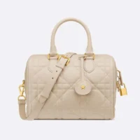 Dior Women Groove 25 Bag Dusty Ivory Macrocannage Calfskin M1365UBOL