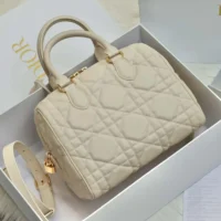 Dior Women Groove 25 Bag Dusty Ivory Macrocannage Calfskin M1365UBOL (1)