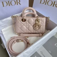 Dior Women Lady D-Joy Micro Bag Powder Pink Cannage Lambskin S0910ONGE (9)