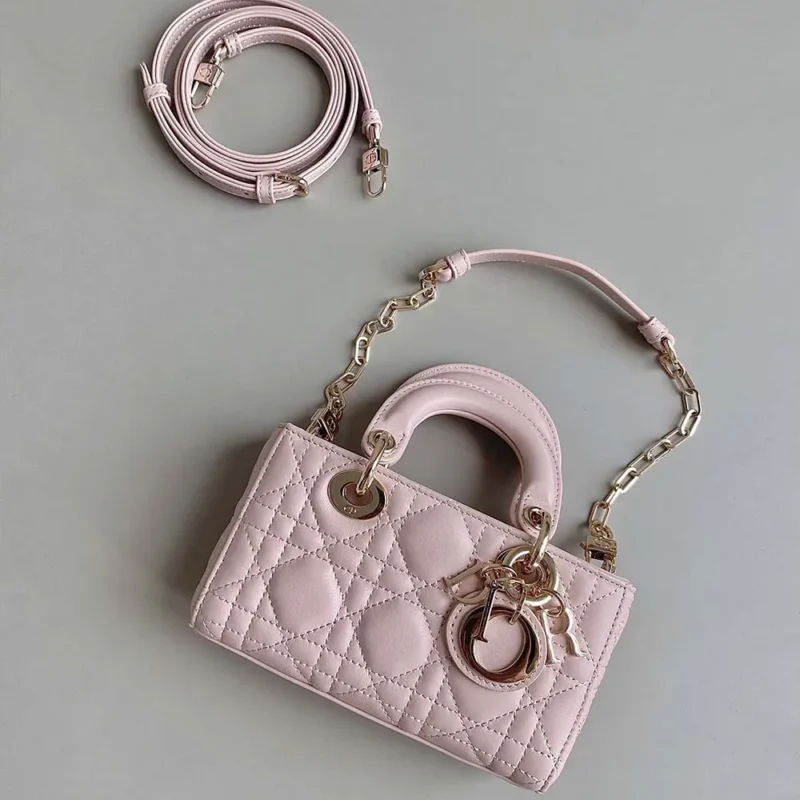 Dior Women Lady D-Joy Micro Bag Powder Pink Cannage Lambskin S0910ONGE