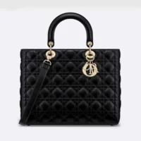 Dior Women Large Lady Dior Bag Black Cannage Lambskin M0566ONGE