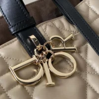 Dior Women Medium Dior Toujours Bag Rope Beige and Black Macrocannage Calfskin (1)