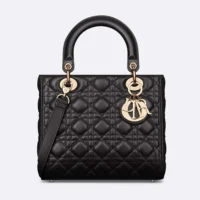 Dior Women Medium Lady Dior Bag Black Cannage Lambskin M0565ONGE (1)