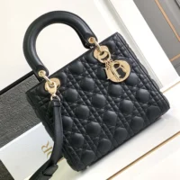 Dior Women Medium Lady Dior Bag Black Cannage Lambskin M0565ONGE (1)