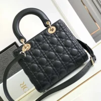 Dior Women Medium Lady Dior Bag Black Cannage Lambskin M0565ONGE (1)