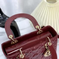 Dior Women Medium Lady Dior Bag Cherry Red Patent Cannage Calfskin M0565OWCB (1)