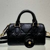 Dior Women Nano Dior Groove 17 Bag Black Macrocannage Calfskin (1)