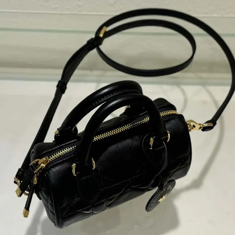 Dior Women Nano Dior Groove 17 Bag Black Macrocannage Calfskin