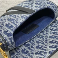 Dior Women Saddle Bag with Strap Blue Denim Dior Oblique Jacquard (1)