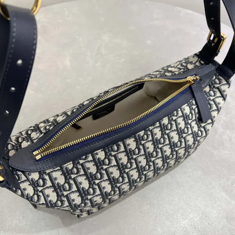 Dior Women Small D-Journey Bag Blue Dior Oblique Jacquard