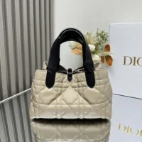 Dior Women Small Dior Toujours Bag Rope Beige and Black Macrocannage Calfskin (1)