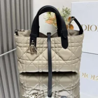 Dior Women Small Dior Toujours Bag Rope Beige and Black Macrocannage Calfskin (1)