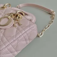 Dior Women Small Lady D-Joy Bag Powder Pink Cannage Lambskin (1)