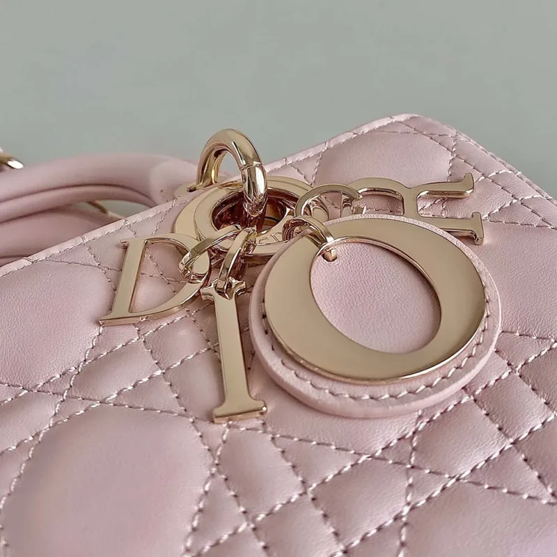 Dior Women Small Lady D-Joy Bag Powder Pink Cannage Lambskin