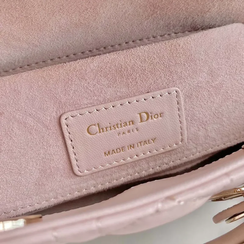 Dior Women Small Lady D-Joy Bag Powder Pink Cannage Lambskin