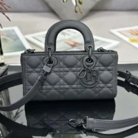 Dior Women Small Lady D-Joy Bag Ultramatte Black Cannage Calfskin (1)