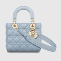 Dior Women Small Lady Dior My ABCDior Bag Pale Blue Cannage Lambskin (1)