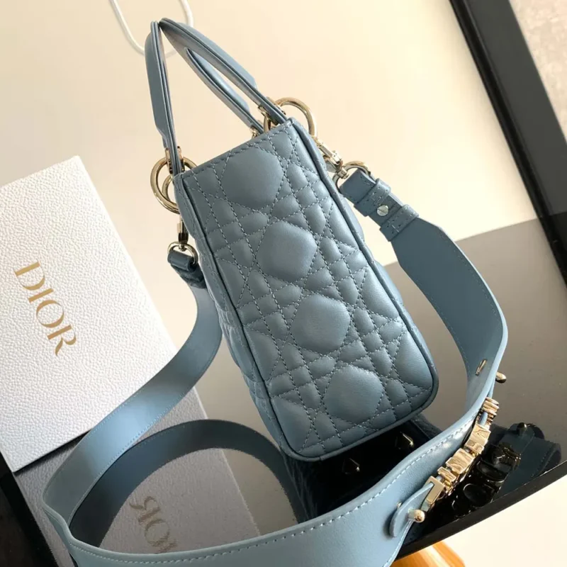 Dior Women Small Lady Dior My ABCDior Bag Pale Blue Cannage Lambskin