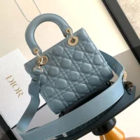 Dior Women Small Lady Dior My ABCDior Bag Pale Blue Cannage Lambskin (1)