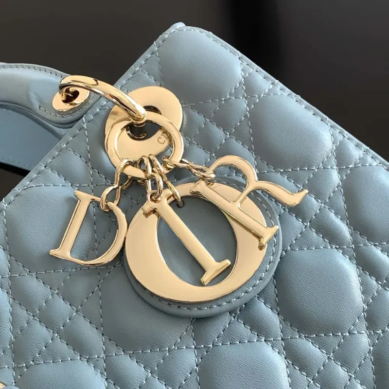 Dior Women Small Lady Dior My ABCDior Bag Pale Blue Cannage Lambskin