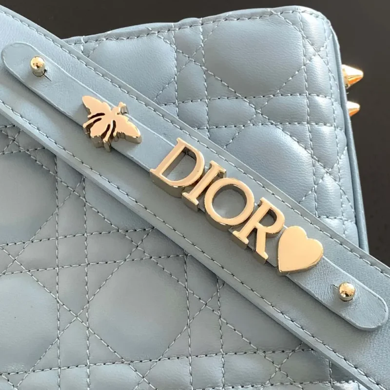 Dior Women Small Lady Dior My ABCDior Bag Pale Blue Cannage Lambskin